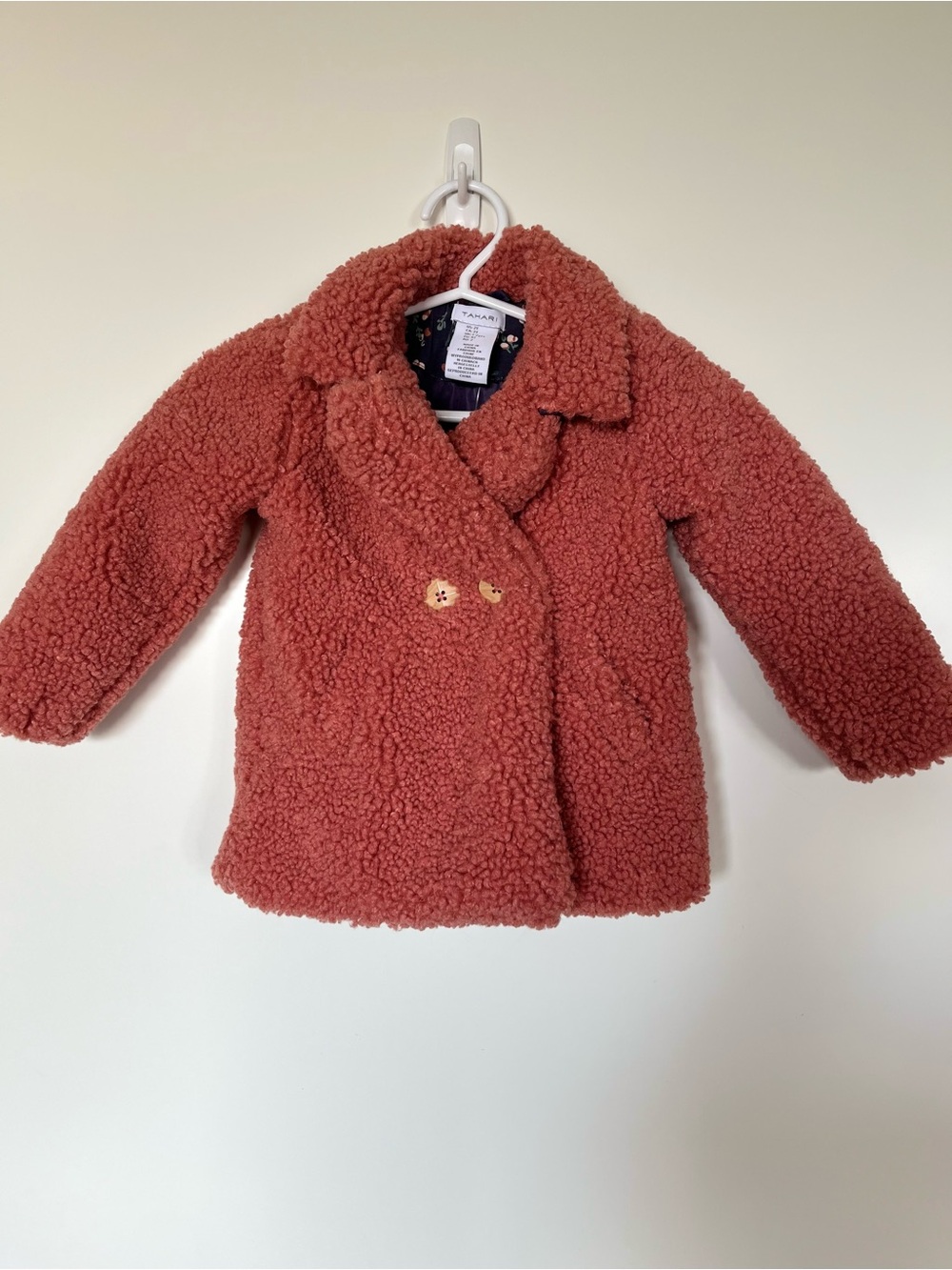 Tahari Girls Toddler Teddy Coat Size 2T Rust Sherpa NWT